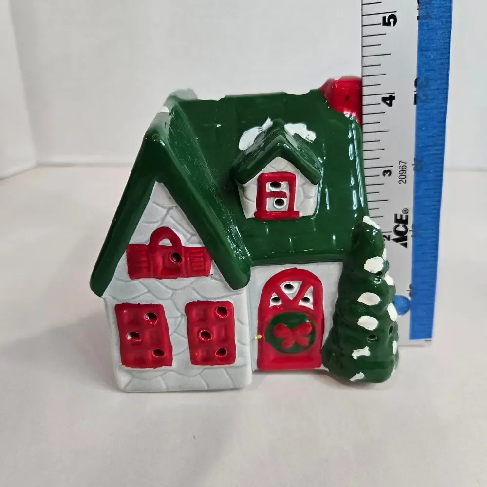 VTG 90s Pacific Rim Electrified Grey Stone House 6657 Christmas Village Ceramic